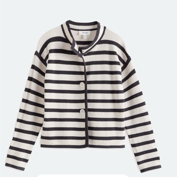 Splendid Black and White Striped Cardigan - Picture 1 of 3